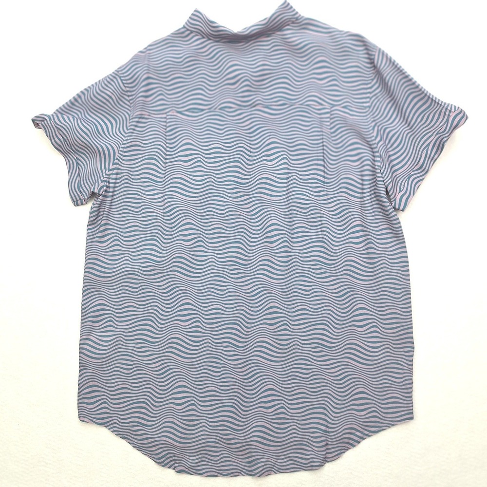 Wildfang Shirt Womens Large Empower Purple Blue Wavy Button Up - Picture 3 of 9